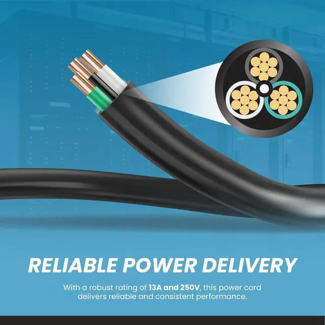 Alt view image 5 of 7 - IronBox Electric C14 to C13 Power Cord - 13A, 250V,16/3 SJT - UL Listed Jumper Cord and IEC Power Cable - Heavy Duty Plug and Connectors for Computer, Desktop, Monitor, Speaker, UPS, PDU & More (10ft)