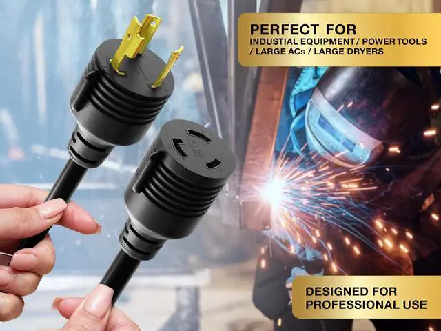 Alt view image 5 of 6 - 10ft NEMA L6-30P to NEMA L6-30R Extension Power Cord, 10AWG, 30A, 250V