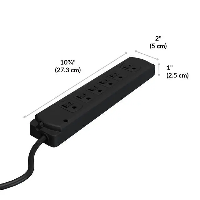 Alt view image 4 of 4 - Power Strip Extension Cord 10 Feet Black