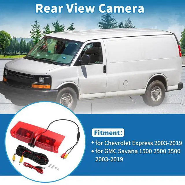 Alt view image 2 of 7 - Brake Light Rear View Backup Camera for Chevrolet Express 03-19 | for GMC Savana 1500 2500 3500 2003-2019, Park assist reverse camera replacement
