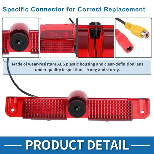 Alt view image 4 of 7 - Brake Light Rear View Backup Camera for Chevrolet Express 03-19 | for GMC Savana 1500 2500 3500 2003-2019, Park assist reverse camera replacement