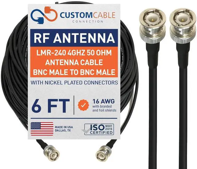 Main image of 6 Foot BNC Male to BNC Male Times Microwave LMR-240 Ultraflex 4Ghz 50 Ohm Antenna Cable