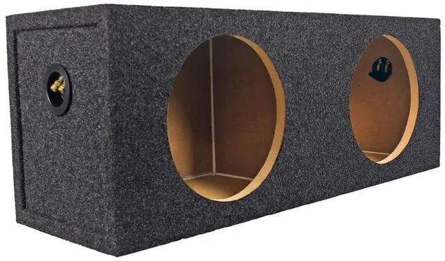 Alt view image 4 of 6 - RD10 Dual 10" 1.0 cu.ft. 3/4" MDF Sealed Subwoofer Enclosure | Sub Box, Made in USA, Car Audio, Gold Spring-Loaded Terminals, 10" Mounting Depth, Carpeted Finish