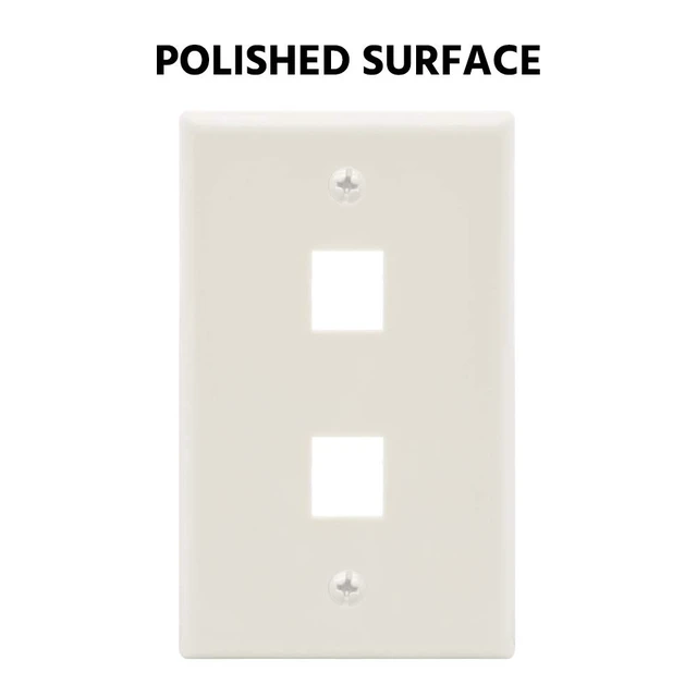 Alt view image 2 of 4 - 2 Port Keystone Jack Wall Plate with Smooth Face (50-Pack, White)