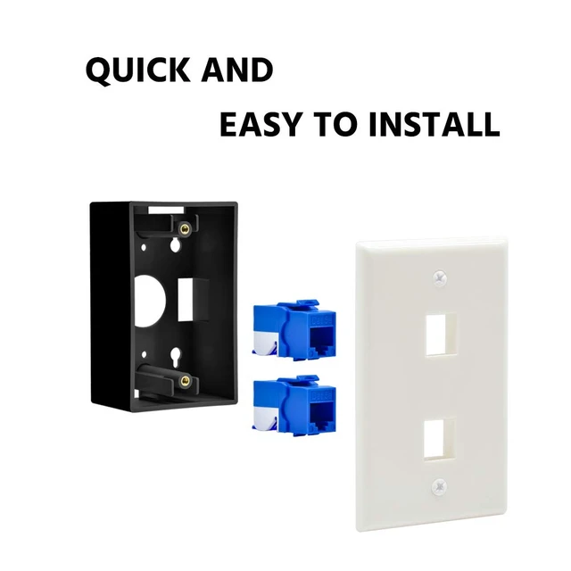 Alt view image 3 of 4 - 2 Port Keystone Jack Wall Plate with Smooth Face (50-Pack, White)