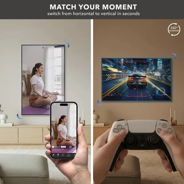 Alt view image 2 of 7 - TV Wall Mount Landscape to Portrait Rotation, Fixed Mounting Bracket, Low-Profile for Samsung, Sony, Toshiba, Sharp, LG, Element, Westinghouse, TCL 32 to 60 Inch (Some 70") TVs, 110 lbs