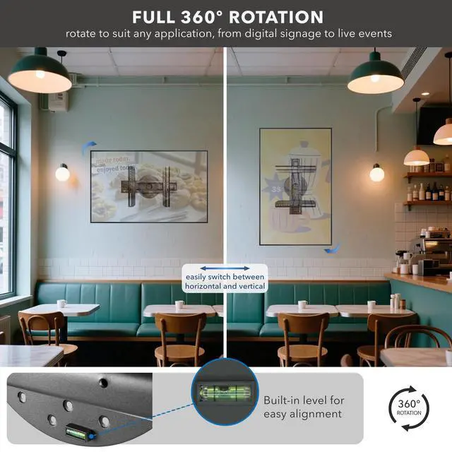 Alt view image 5 of 7 - TV Wall Mount Landscape to Portrait Rotation, Fixed Mounting Bracket, Low-Profile for Samsung, Sony, Toshiba, Sharp, LG, Element, Westinghouse, TCL 32 to 60 Inch (Some 70") TVs, 110 lbs