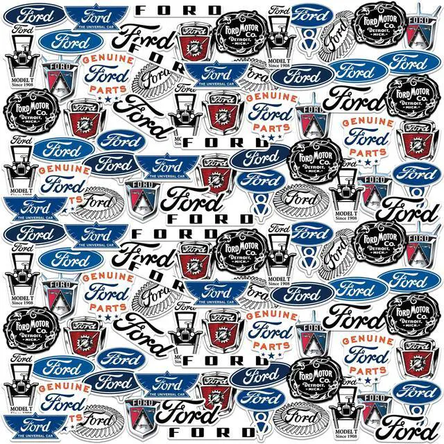 Main image of Ford Branding 100 Vinyl Stickers Waterproof Die-Cut Decals Laptop Scrapbook