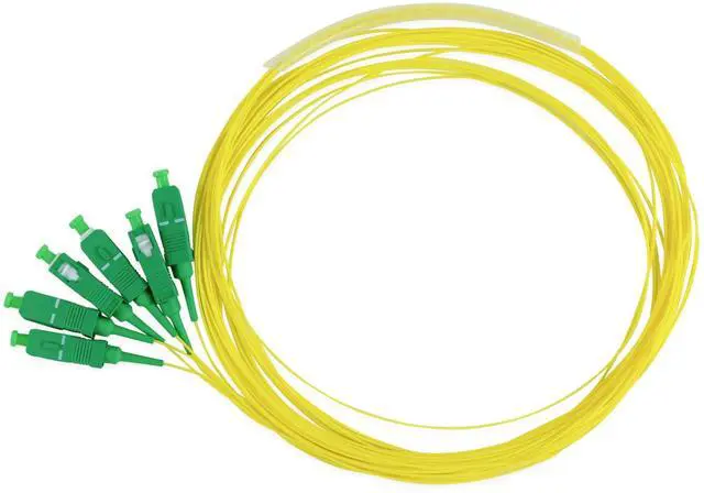 Main image of Simplex SC Angled Physical Contact OS2 Singlemode PVC (LSZH) 0.9mm, Fiber Optic Pigtail Fusion and Mechanical Splice, Singlemode 9/125 900um Tight Buffer, 2m, 6 Pack