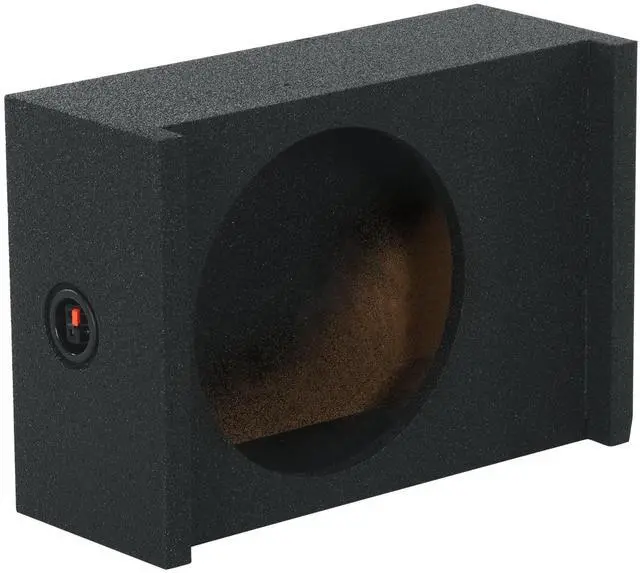 Main image of RQT12 12" Shallow Sealed Bedliner Car/Truck Sub Box Enclosure | Made in USA, 3/4" MDF, Sprayed Bedliner Finish, Downfiring Design, 0.65 Cu.Ft., Fits Pickup Trucks, 5.75" Mounting Depth
