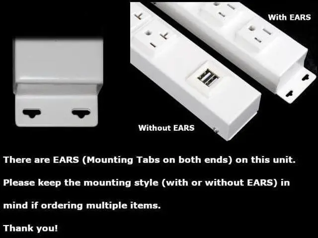 Alt view image 2 of 2 - 12 Stainless Steel Hardwired Power Strip (NO Power Cord), 4 Vertical Outlets (NOT Tamper Resistant), with Ears (with mounting tabs on Both Ends), 15A (NOT a 20 Amp Unit), with USB
