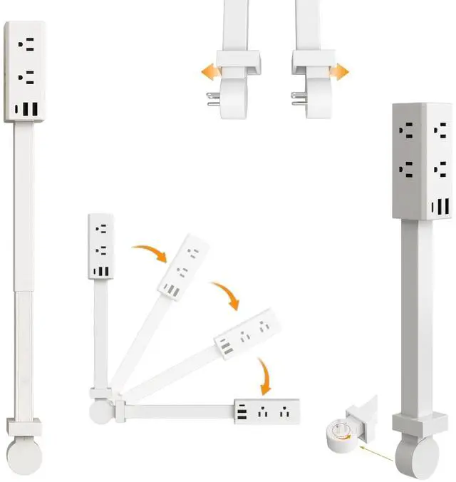 Main image of Electrical Outlet Extender Stick, 20"-30" Telescopic 360° Rotating Wall Socket Expander, 9-in-1 with 6 AC Outlets, 2 USB-A & 1 USB-C Ports for Hard-to-Reach Areas Behind Couches, Desks & Nightstands