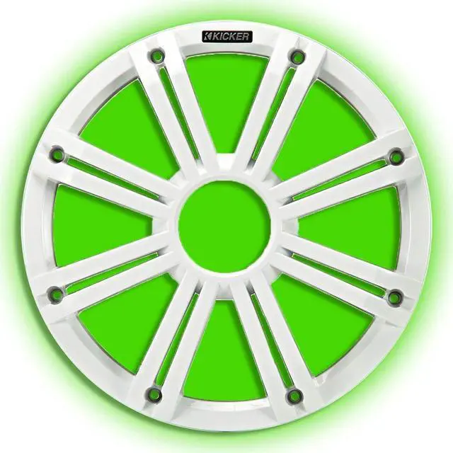 Alt view image 2 of 6 - KMG12 12-Inch (30cm) Grille for KM12 and KMF12 Subwoofer, LED, White | Built-In Accent Lighting, Protects the Woofer Cone Dockside, Fresh Factory Look on Open Decks, Great for Boat Speaker Setups