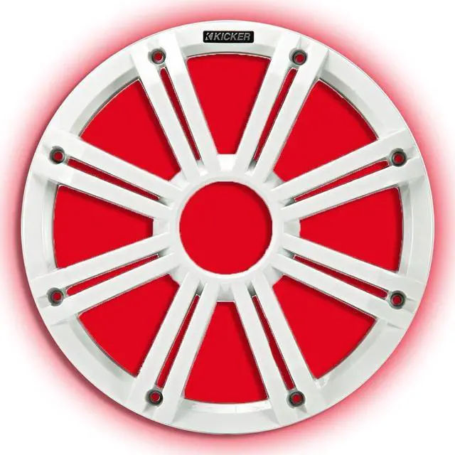 Main image of KMG12 12-Inch (30cm) Grille for KM12 and KMF12 Subwoofer, LED, White | Built-In Accent Lighting, Protects the Woofer Cone Dockside, Fresh Factory Look on Open Decks, Great for Boat Speaker Setups