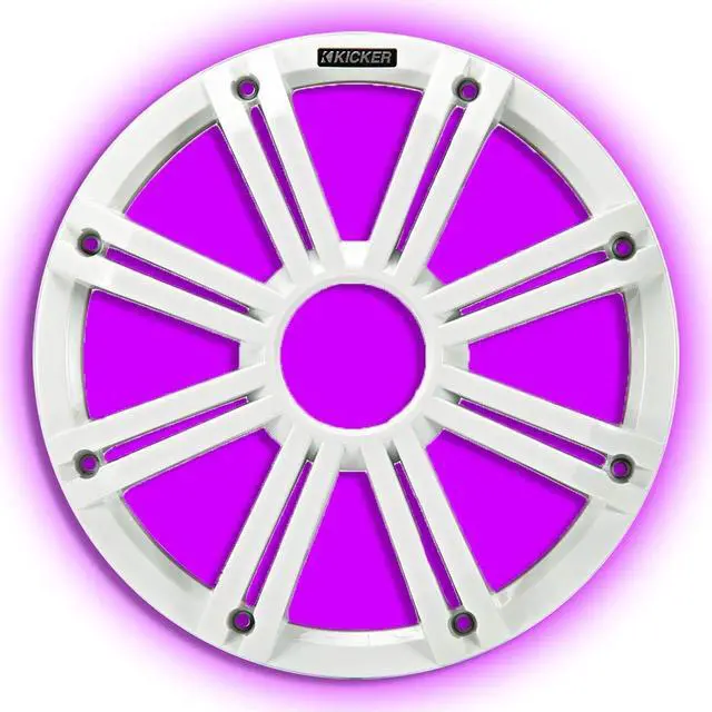 Alt view image 4 of 6 - KMG12 12-Inch (30cm) Grille for KM12 and KMF12 Subwoofer, LED, White | Built-In Accent Lighting, Protects the Woofer Cone Dockside, Fresh Factory Look on Open Decks, Great for Boat Speaker Setups