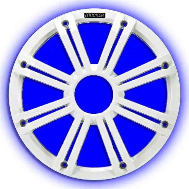 Alt view image 3 of 6 - KMG12 12-Inch (30cm) Grille for KM12 and KMF12 Subwoofer, LED, White | Built-In Accent Lighting, Protects the Woofer Cone Dockside, Fresh Factory Look on Open Decks, Great for Boat Speaker Setups