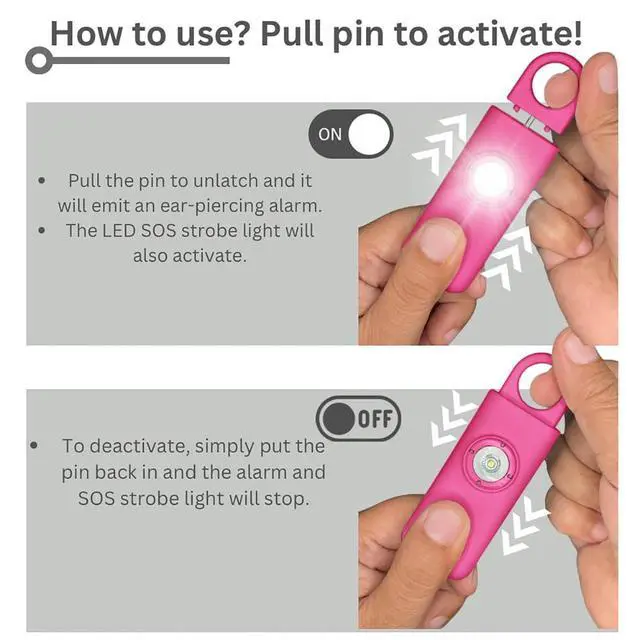 Alt view image 2 of 4 - The Original Personal Safety Alarm for Women - Loud Siren, Strobe Light and Key Chain 2.0 Version (Hot Pink)