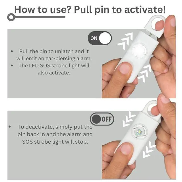 Alt view image 2 of 3 - The Original Personal Safety Alarm for Women - Loud Siren, Strobe Light and Key Chain 2.0 Version (White)