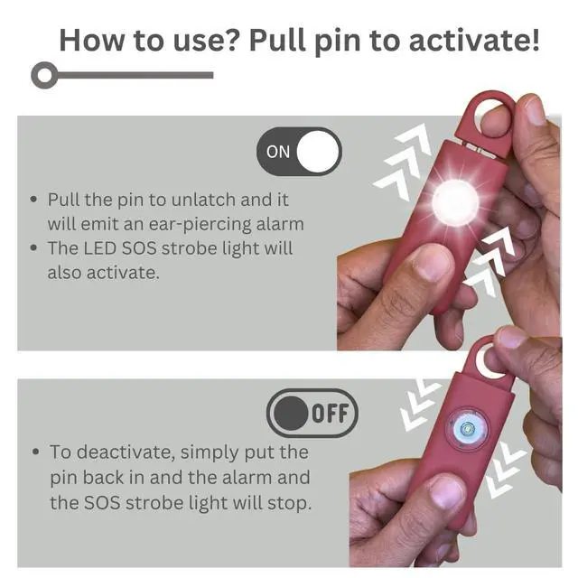 Alt view image 2 of 3 - The Original Personal Safety Alarm for Women - Loud Siren, Strobe Light and Key Chain 2.0 Version (Red)