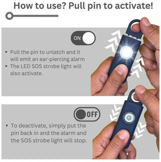 Alt view image 2 of 3 - The Original Personal Safety Alarm for Women - Loud Siren, Strobe Light and Key Chain 2.0 Version (Navy Blue)