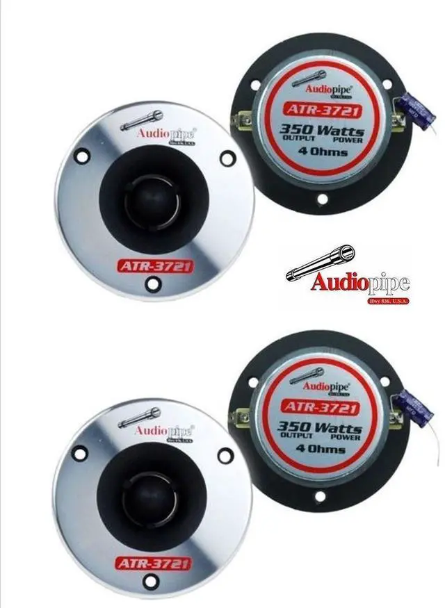 Main image of 2 Pair 3-3/4 Aluminum Bullet Titanium Horn Tweeters ATR-3721 350 Watts Max 4 Ohm