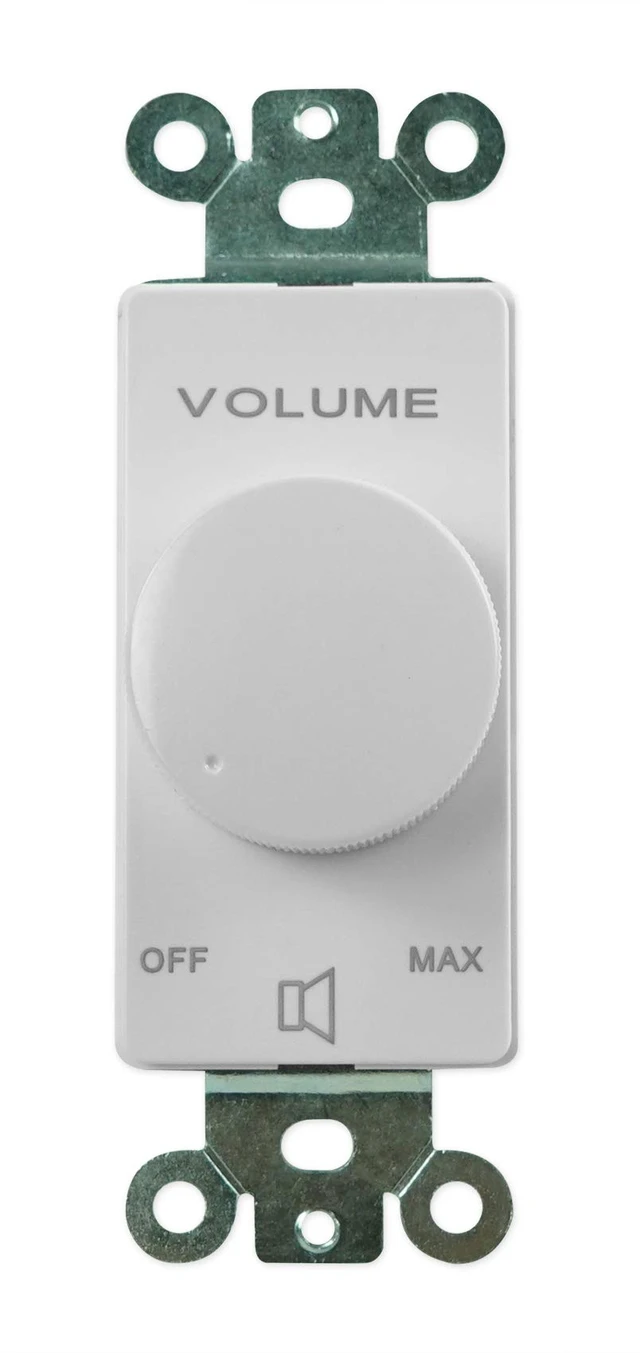 Alt view image 2 of 7 - VOL7035 White 35W 70V/100V Wall Volume Controller, 1-Gang 11-Step Attenuation, 100V Compatible, Euro-Block Connectors, 30dB Range, ABS Frame, Dust Protected, Compact, 16-24 AWG Input