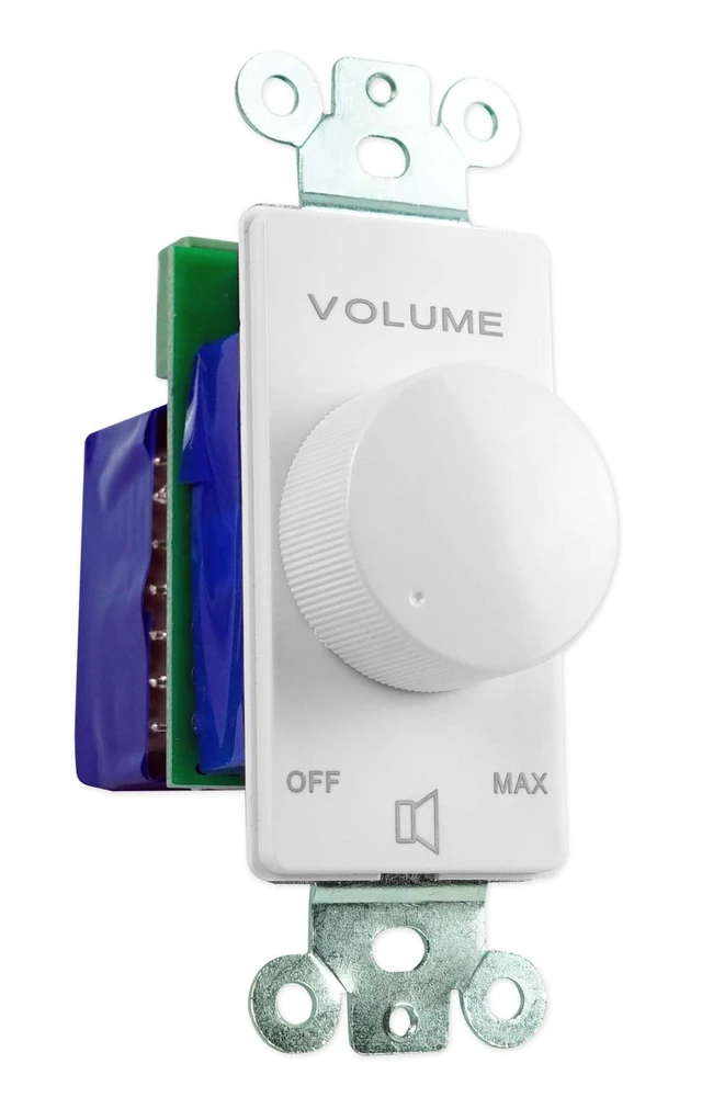 Alt view image 3 of 7 - VOL7035 White 35W 70V/100V Wall Volume Controller, 1-Gang 11-Step Attenuation, 100V Compatible, Euro-Block Connectors, 30dB Range, ABS Frame, Dust Protected, Compact, 16-24 AWG Input