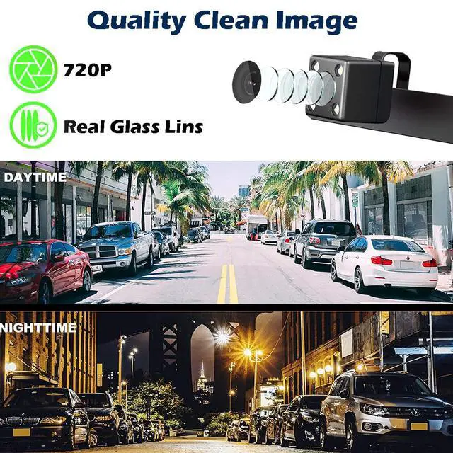 Alt view image 4 of 7 - Backup Camera HD Rear Front View License Plate Night Vision Waterproof Compatible with Clarion Dual Boss Jensen Stinger Podofo Soundstream Eonon Cartreque Sanptent Car Radio
