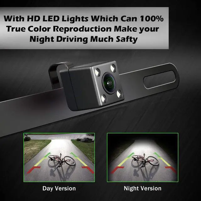 Alt view image 5 of 7 - Backup Camera HD Rear Front View License Plate Night Vision Waterproof Compatible with Clarion Dual Boss Jensen Stinger Podofo Soundstream Eonon Cartreque Sanptent Car Radio