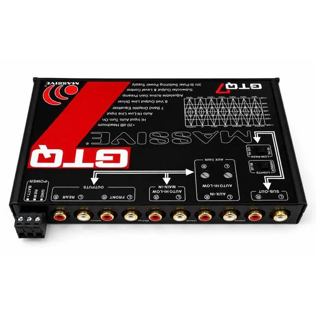 Alt view image 5 of 6 - GTQ7 | 7-Band Car Audio Graphic Equalizer in-Dash 7V Line Driver, Adjustable Subwoofer Crossover, Dual RCA Inputs, High/Low Fader Control for Precision Sound Tuning