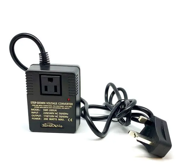 Alt view image 2 of 3 - SMF-200UK Deluxe 200 Watts Step Down Voltage Converter for International Travel to AC 220V/240V Countries, Ideal for Laptops, Cameras, iPhones, iPads, Handheld Video Games etc.(UK)