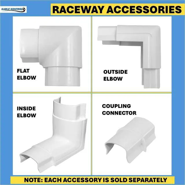 Alt view image 2 of 7 - Outside Elbow Joint for Half Round Cord Hider, Outdoor Cable Cover Cable Raceway with Adhesive Back 1.2in W x 0.50in H