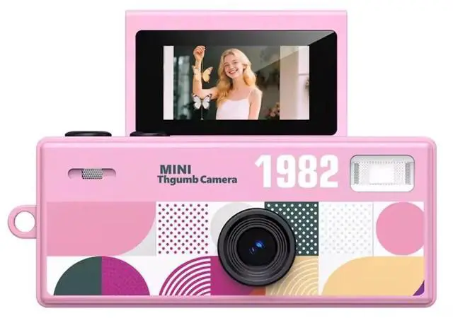 Main image of Mini Keychain Digital Camera with Flip Display and Built-in Flash (Pink)