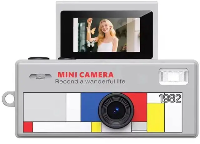 Main image of Mini Keychain Digital Camera with Flip Display and Built-in Flash (Gray)