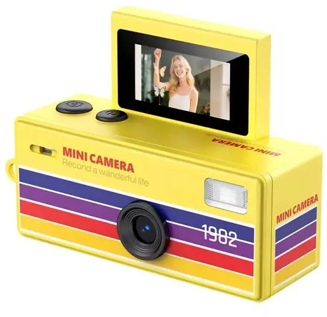 Main image of Mini Keychain Digital Camera with Flip Display and Built-in Flash (Yellow)
