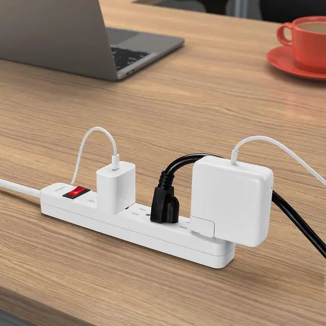 Alt view image 5 of 5 - 6-Outlet Power Strip, 6 Ft Cord, White | Extension cord for home, office, and dorm room electronics and devices