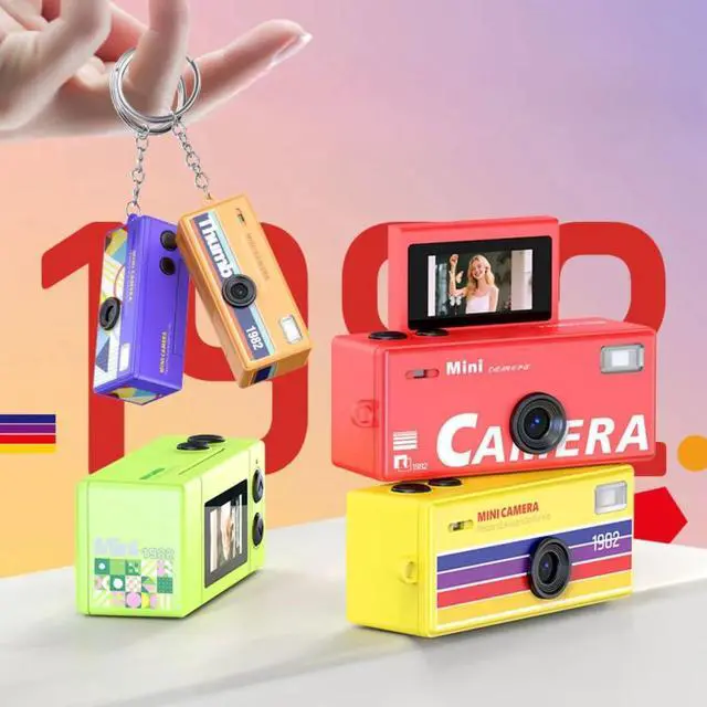 Alt view image 7 of 7 - Mini Keychain Digital Camera with Flip Display and Built-in Flash (Pink)