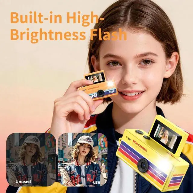 Alt view image 4 of 7 - Mini Keychain Digital Camera with Flip Display and Built-in Flash (Orange)