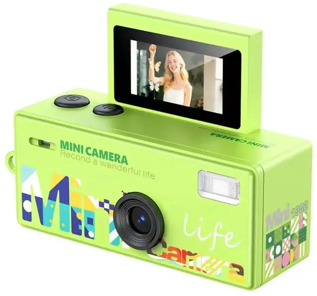 Main image of Mini Keychain Digital Camera with Flip Display and Built-in Flash (Green)