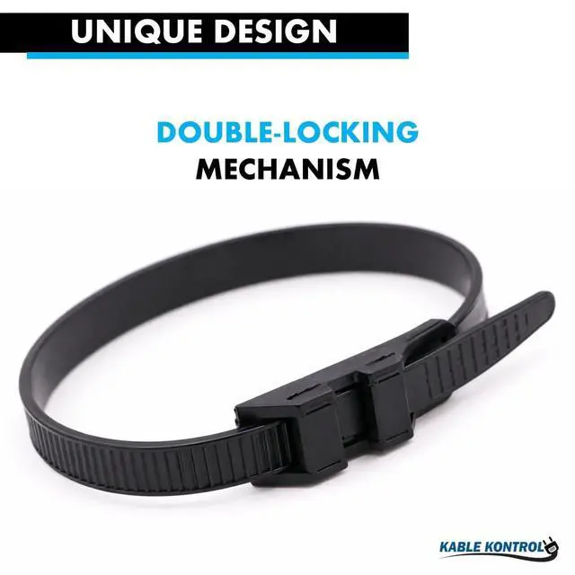 Alt view image 5 of 7 - Low-Profile Cable Ties 20 Inch 100 Pcs, 120 Lbs Test - Black | Double Locking Cable Ties UL Listed Inline Zip Ties - Chemical, UV & Abrasion Resistant Ties for Automotive & Medical Use