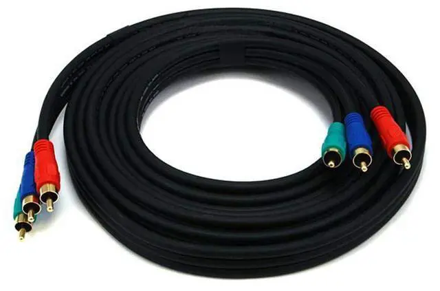 Main image of 12ft 22AWG 3-RCA Component Video Coaxial Cable (RG-59/U) - Black