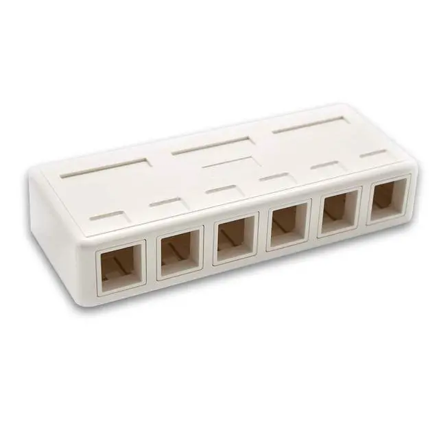 Alt view image 2 of 7 - Keystone Jack Surface Mount Box White, Biscuit for RJ45, RJ11, RJ12 Keystone Jacks, UL Listed, RoHs Compliant (10-Pack, 6-Port)