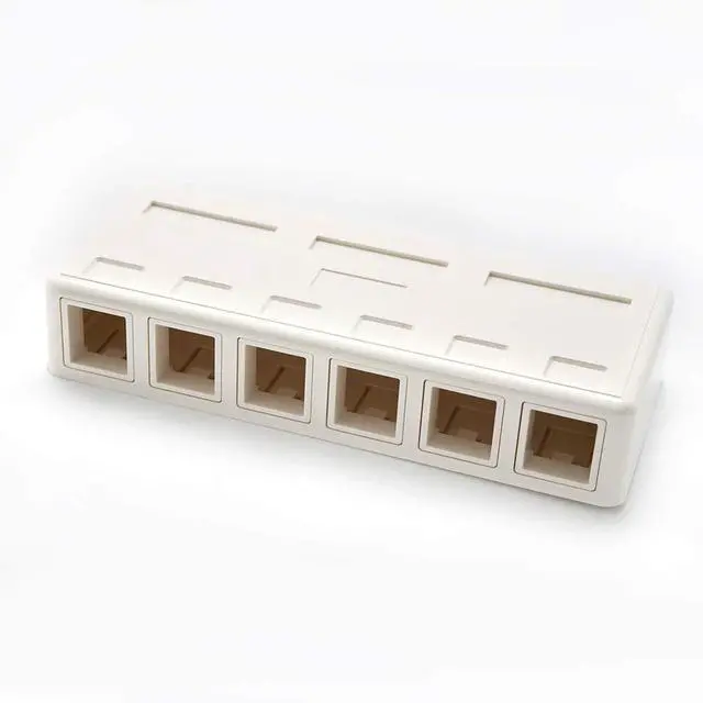 Alt view image 3 of 7 - Keystone Jack Surface Mount Box White, Biscuit for RJ45, RJ11, RJ12 Keystone Jacks, UL Listed, RoHs Compliant (10-Pack, 6-Port)