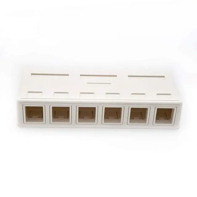 Alt view image 4 of 7 - Keystone Jack Surface Mount Box White, Biscuit for RJ45, RJ11, RJ12 Keystone Jacks, UL Listed, RoHs Compliant (10-Pack, 6-Port)
