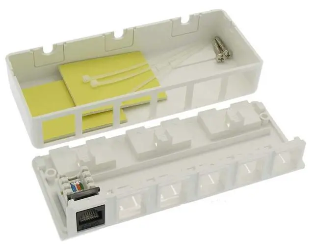Alt view image 7 of 7 - Keystone Jack Surface Mount Box White, Biscuit for RJ45, RJ11, RJ12 Keystone Jacks, UL Listed, RoHs Compliant (10-Pack, 6-Port)
