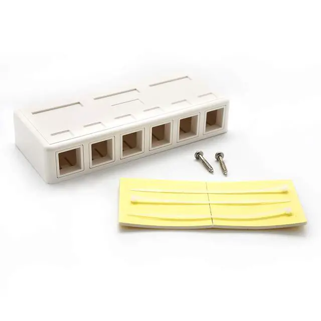Alt view image 6 of 7 - Keystone Jack Surface Mount Box White, Biscuit for RJ45, RJ11, RJ12 Keystone Jacks, UL Listed, RoHs Compliant (10-Pack, 6-Port)