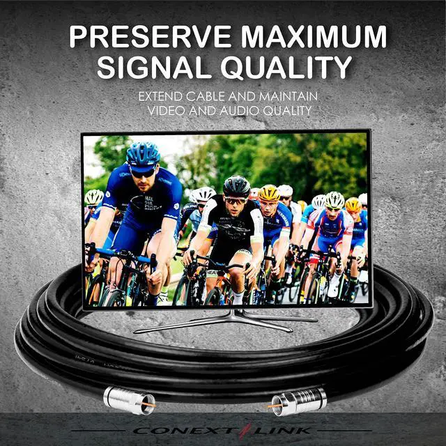 Alt view image 3 of 6 - RG6 Quad Shield Coaxial Cable F Connector 18 AWG 3GHZ 75 Ohm Sat TV (25FT, Black) 33007