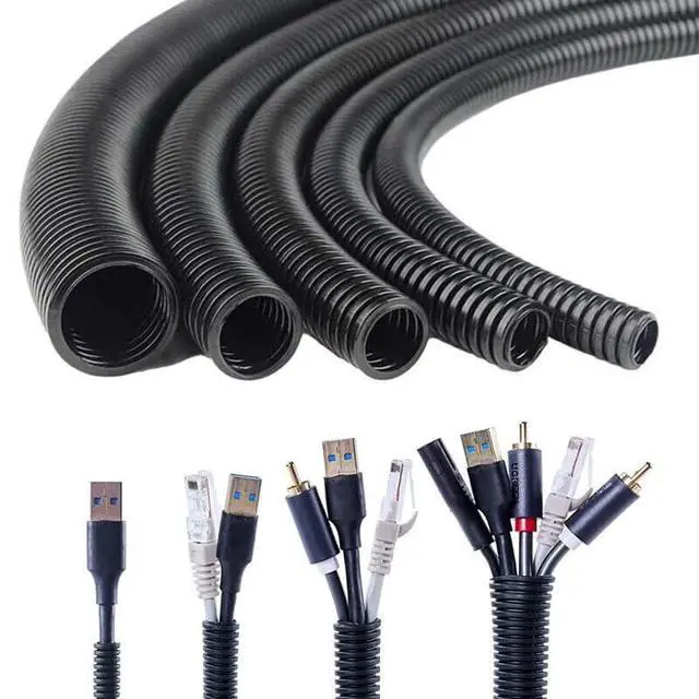 Alt view image 3 of 7 - 100 Feet 1/8" 3mm Split Wire Loom Conduit Polyethylene Tubing Black Color Sleeve Tube