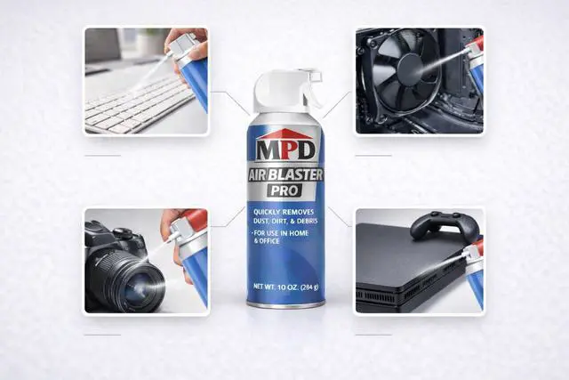Alt view image 3 of 5 - Air Blaster Pro Compressed Air Duster for Electronics & Computers High-Pressure Canned Air Cleaner for Keyboards, PCs, Cameras & Office Equipment (2-Pack)