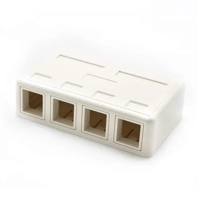 Alt view image 3 of 7 - Keystone Jack Surface Mount Box White, Biscuit for RJ45, RJ11, RJ12 Keystone Jacks, UL Listed, RoHs Compliant (5-Pack, 4-Port)